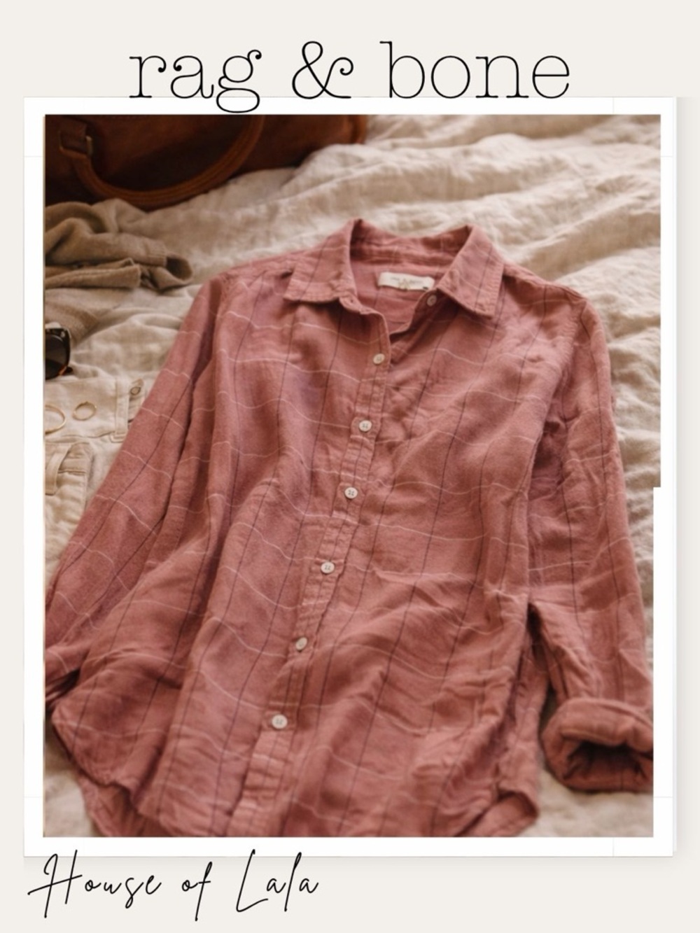 Rag & Bone Casual Pink Plaid Shirt. Soft Long Sleeve Button Down Collared Top.